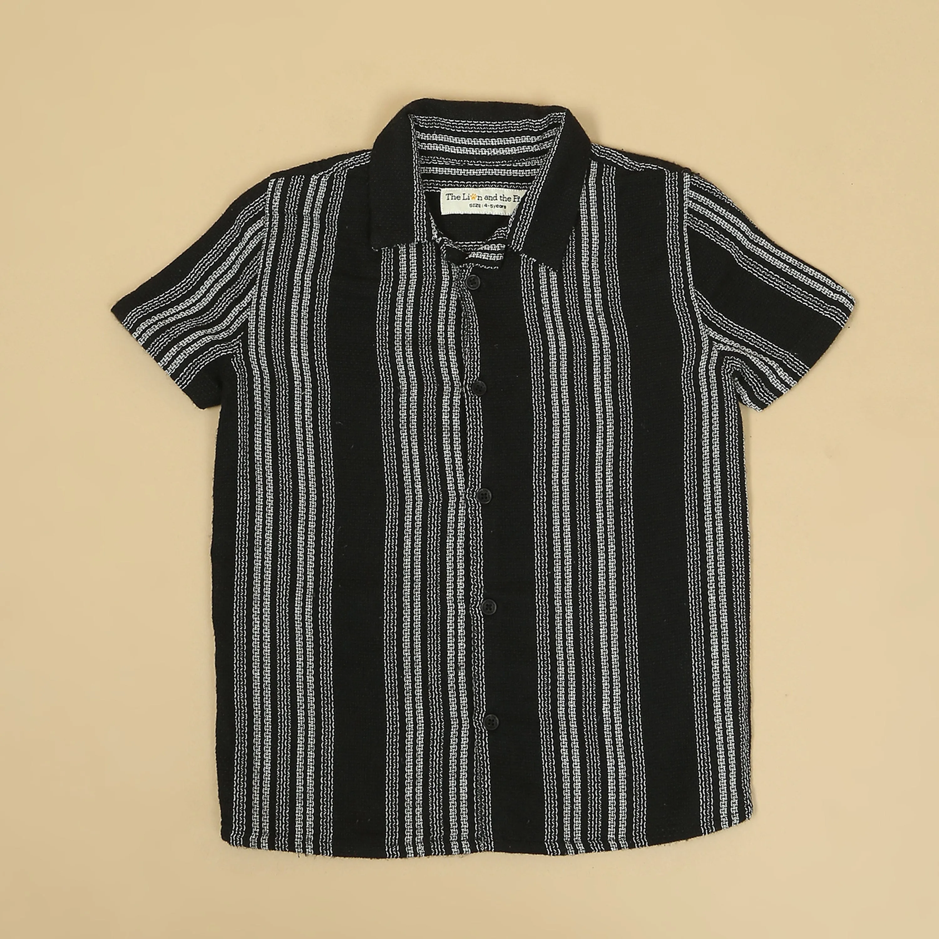 Boys Textured Shirt Black White