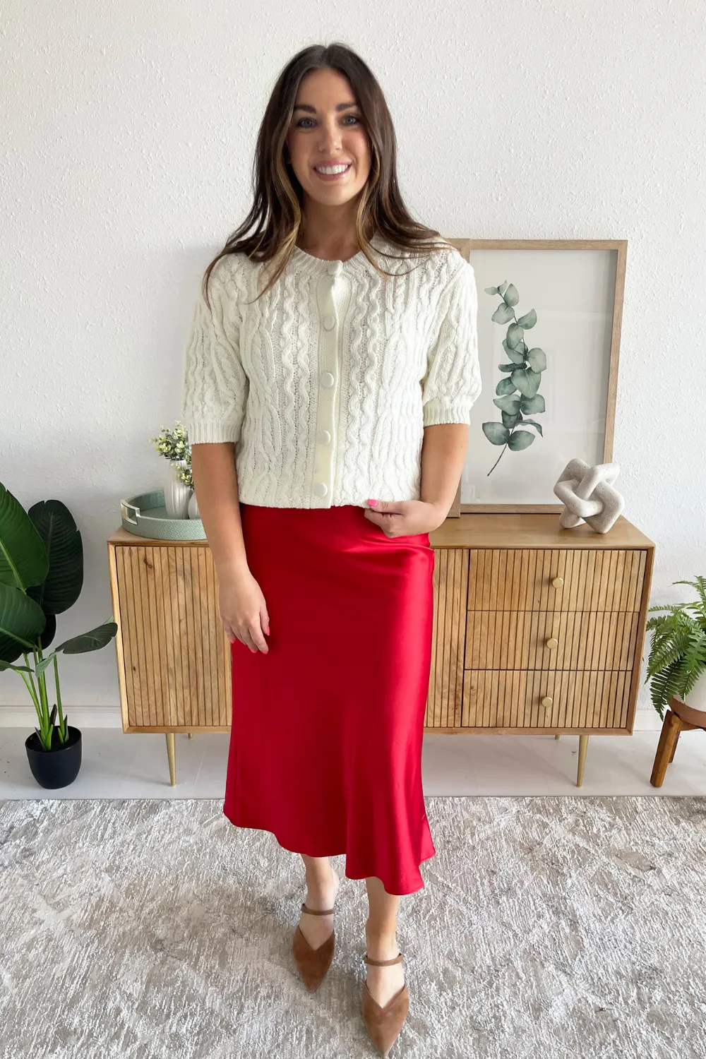 Cable Knit Puff Sleeve Sweater Cardigan