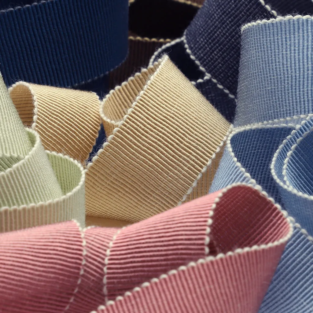 Chambray Grosgrain Ribbon #4 Off White & Beige