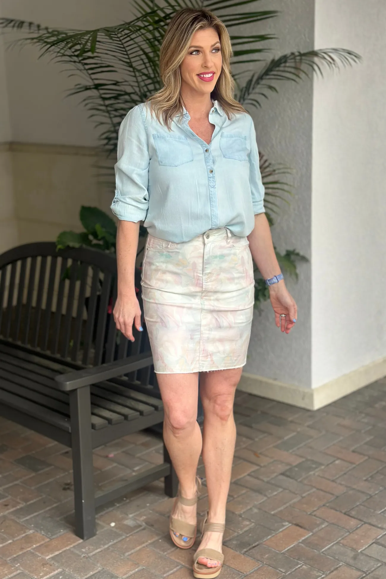 Charlie B Pastel Printed Skort
