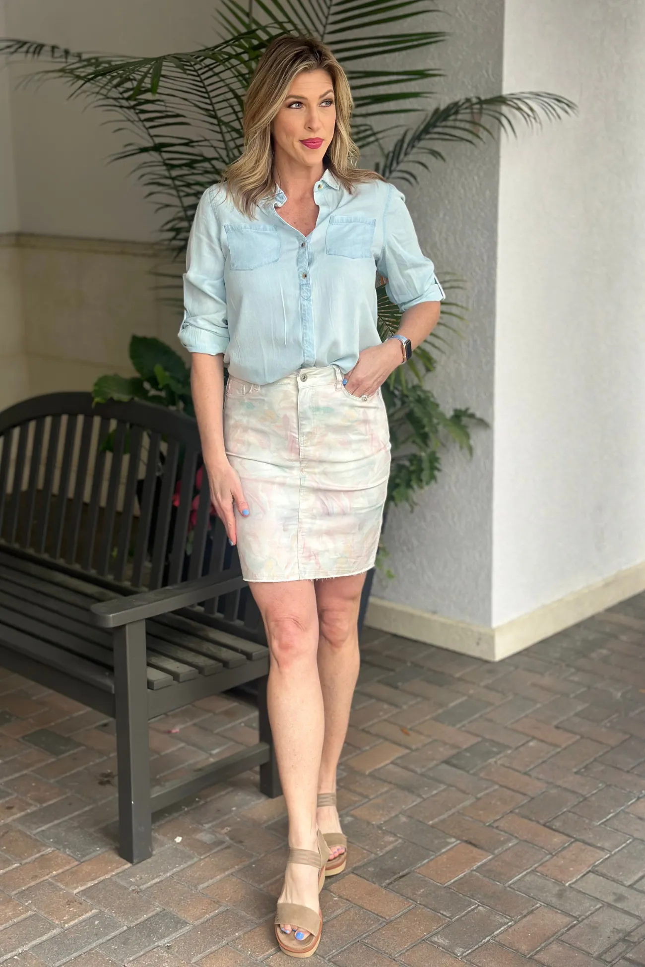 Charlie B Pastel Printed Skort
