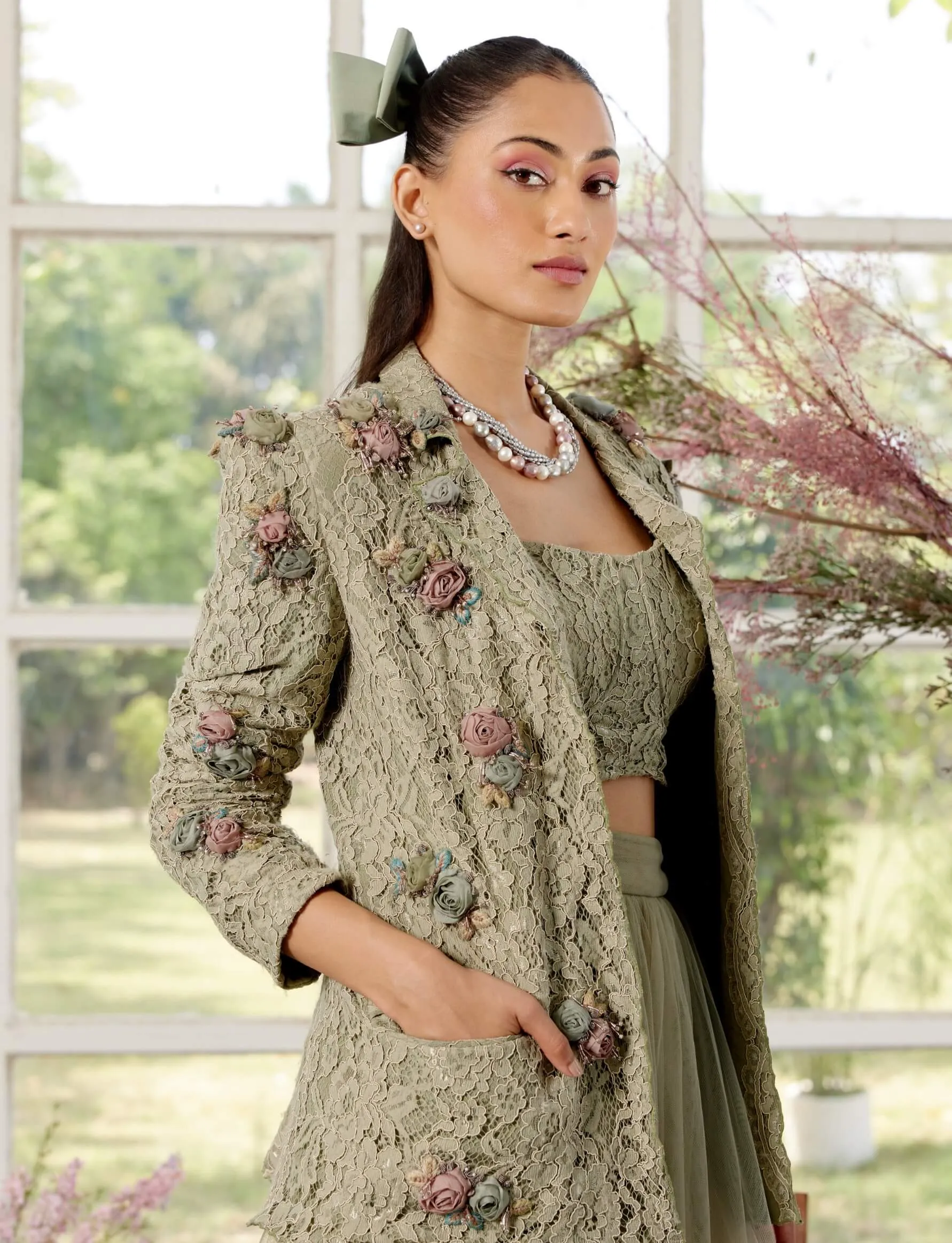 Charlotte almond blazer and tulle skirt set