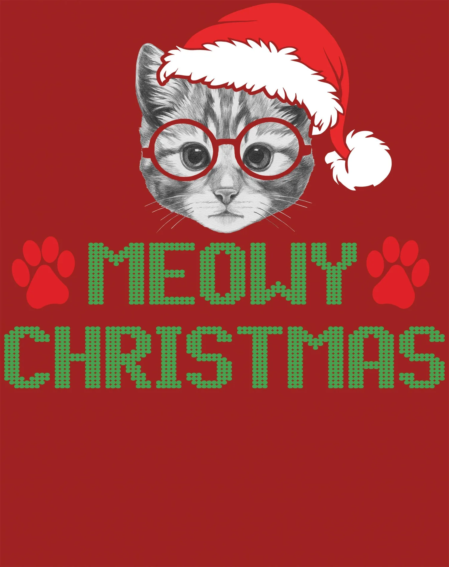 Christmas Cat Lover Santa Hat Glasses Paws Cute Pet Xmas Kid's T-Shirt