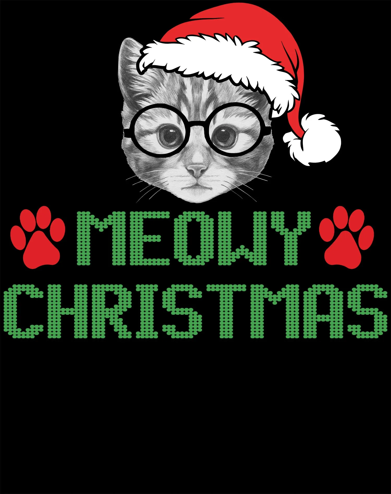 Christmas Cat Lover Santa Hat Glasses Paws Cute Pet Xmas Kid's T-Shirt
