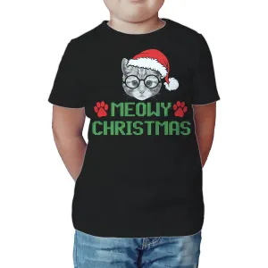 Christmas Cat Lover Santa Hat Glasses Paws Cute Pet Xmas Kid's T-Shirt