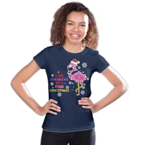 Christmas Flamingo Dreaming Pink Xmas Sparkle Family Cute Youth T-Shirt