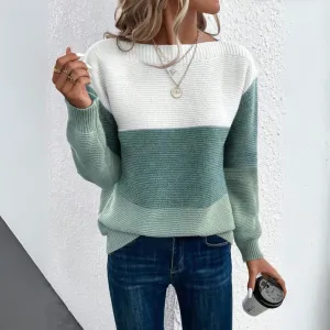 Clara | Elegant three-colour patchwork sweater