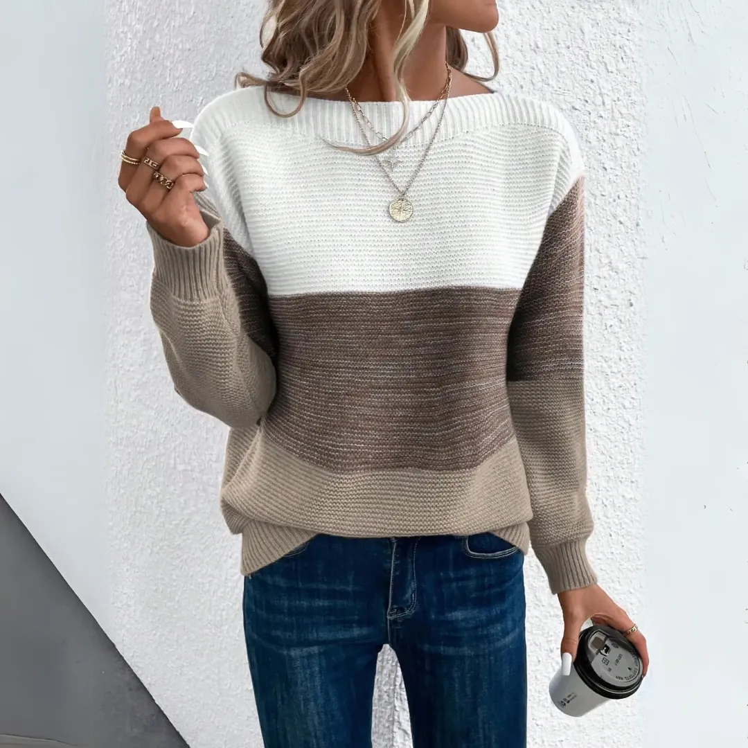 Clara | Elegant three-colour patchwork sweater