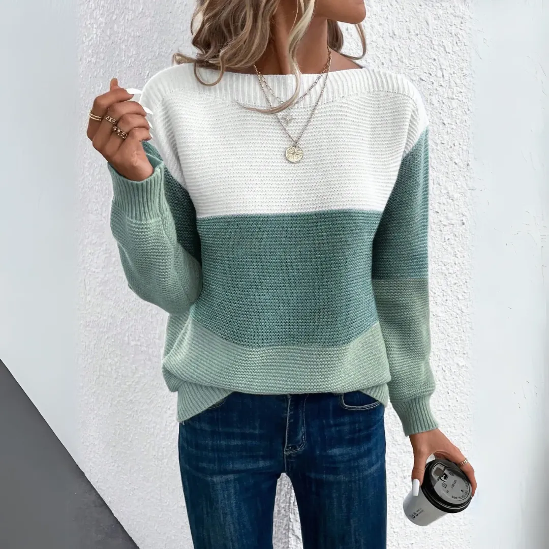 Clara | Elegant three-colour patchwork sweater