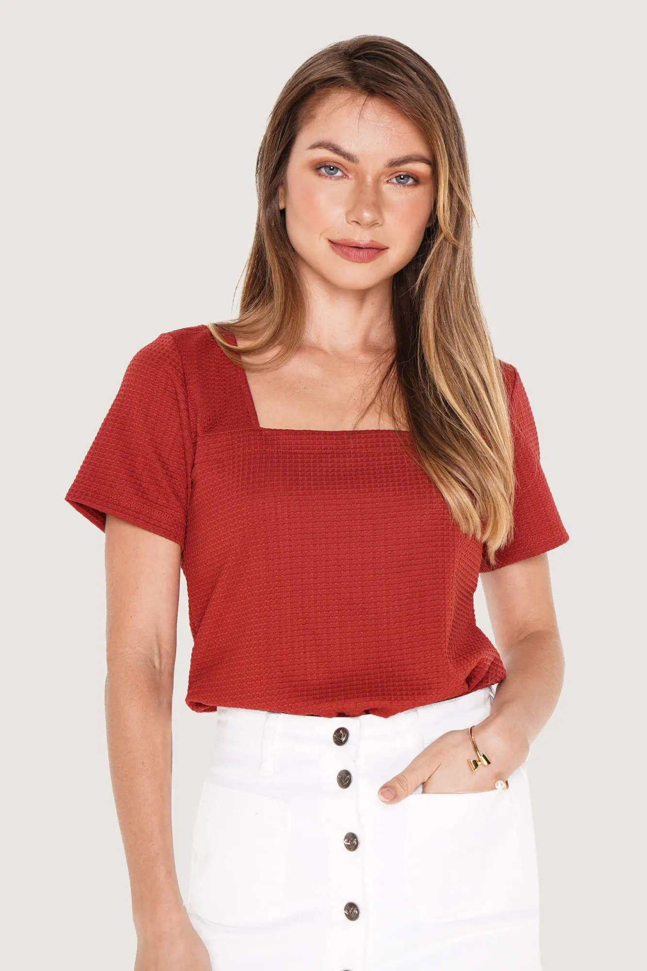 Closet Staples Textured Square Neck Tee