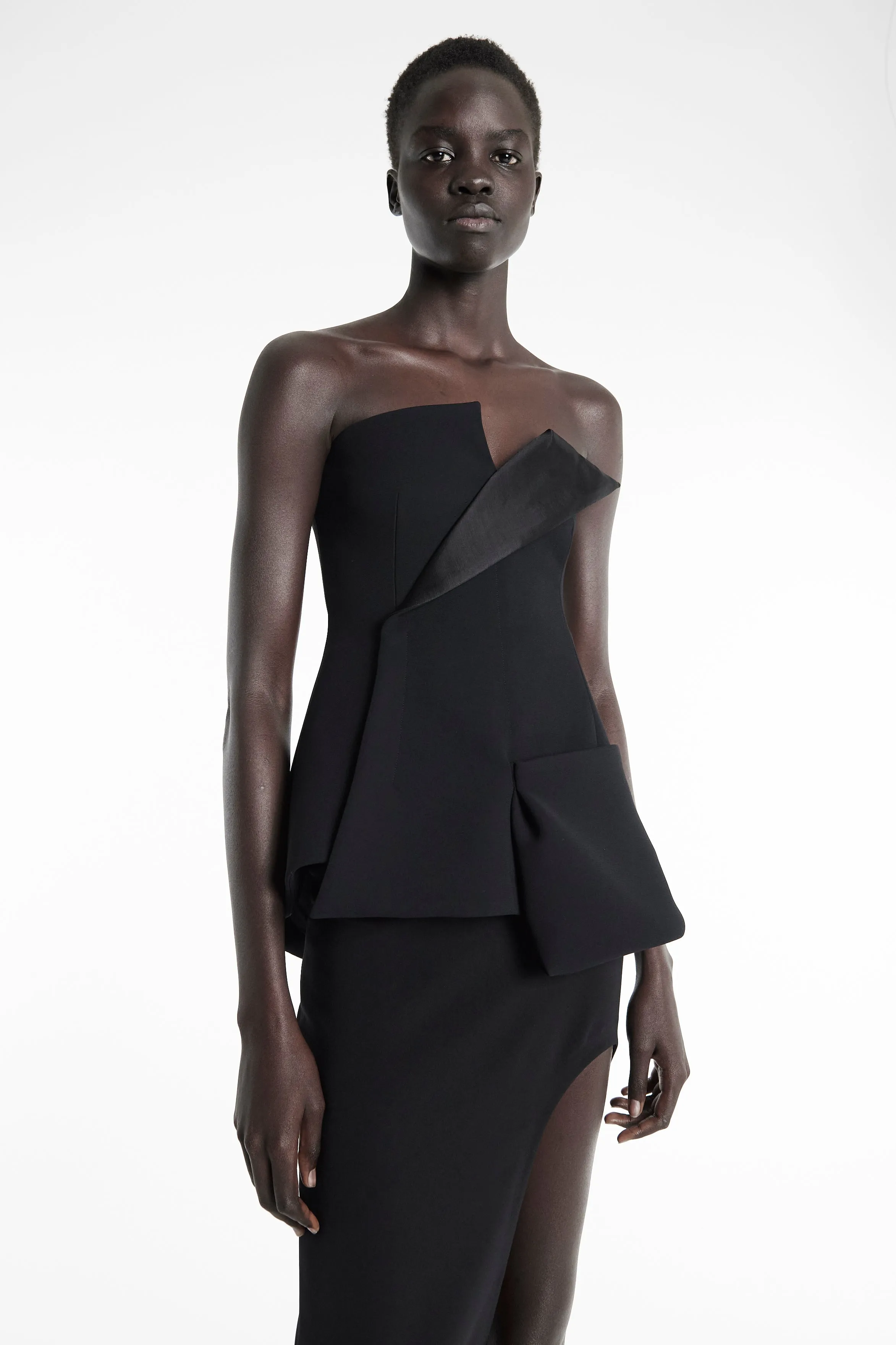 Corseted Tuxedo Top Black