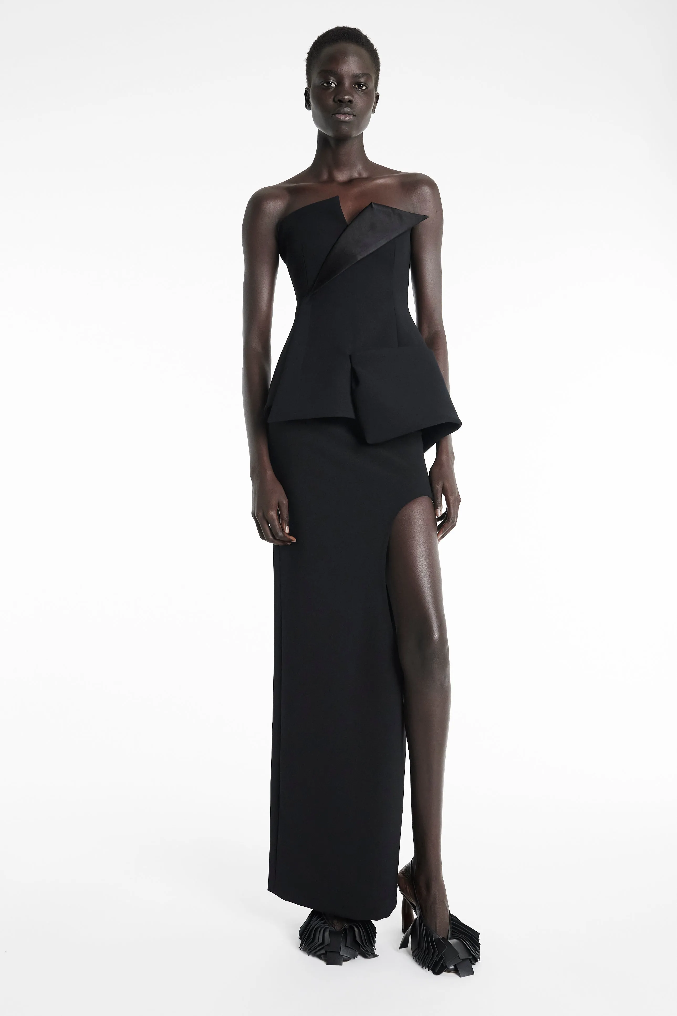 Corseted Tuxedo Top Black
