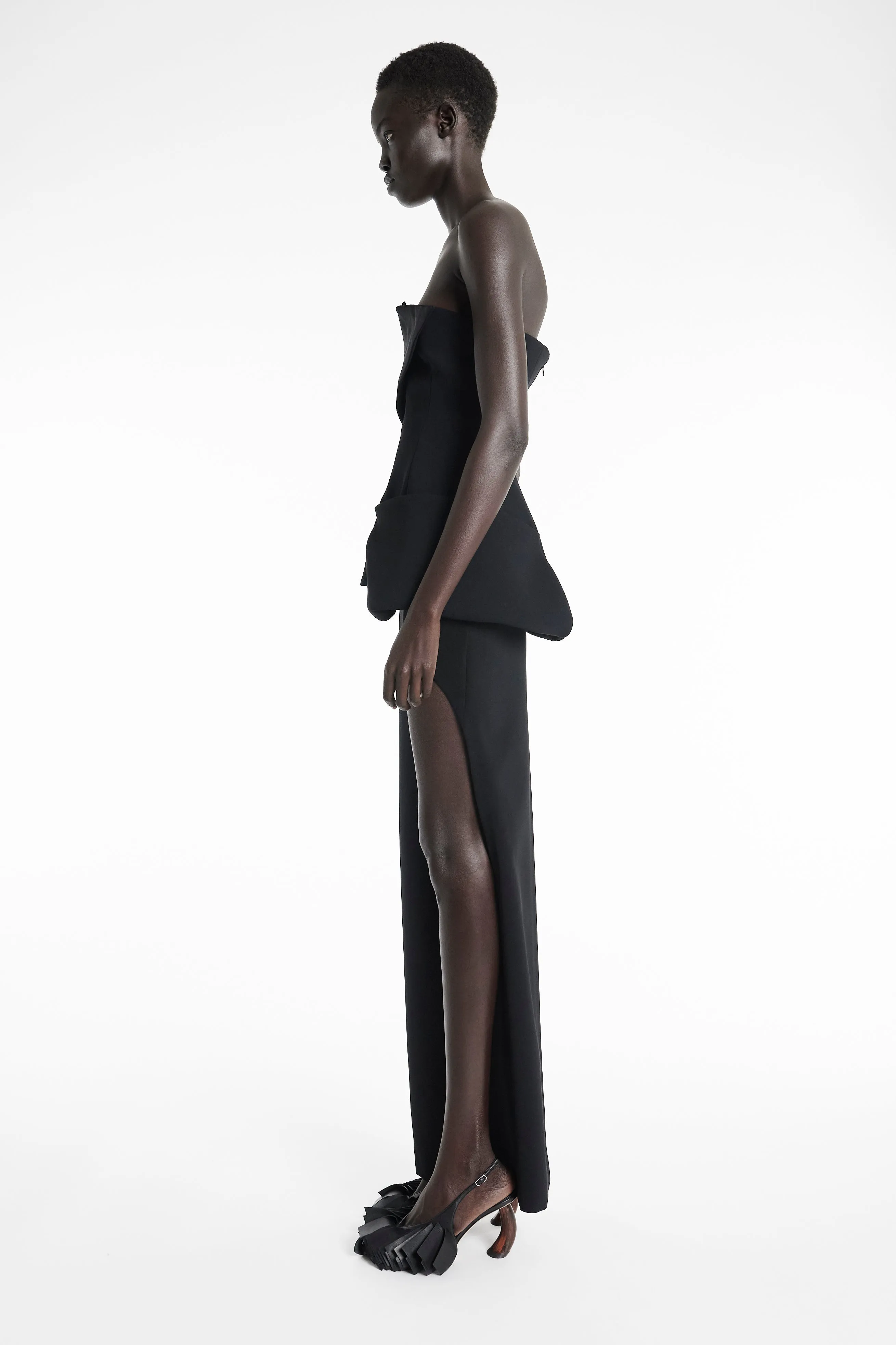 Corseted Tuxedo Top Black