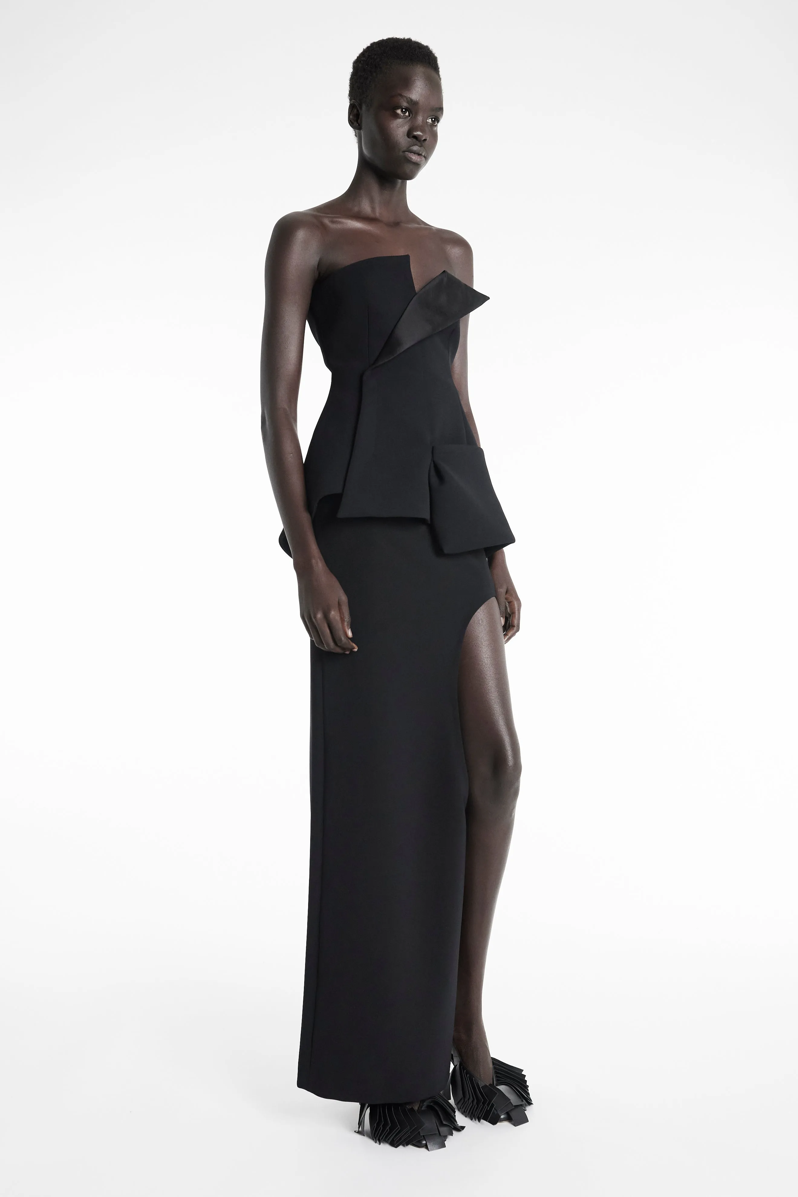 Corseted Tuxedo Top Black