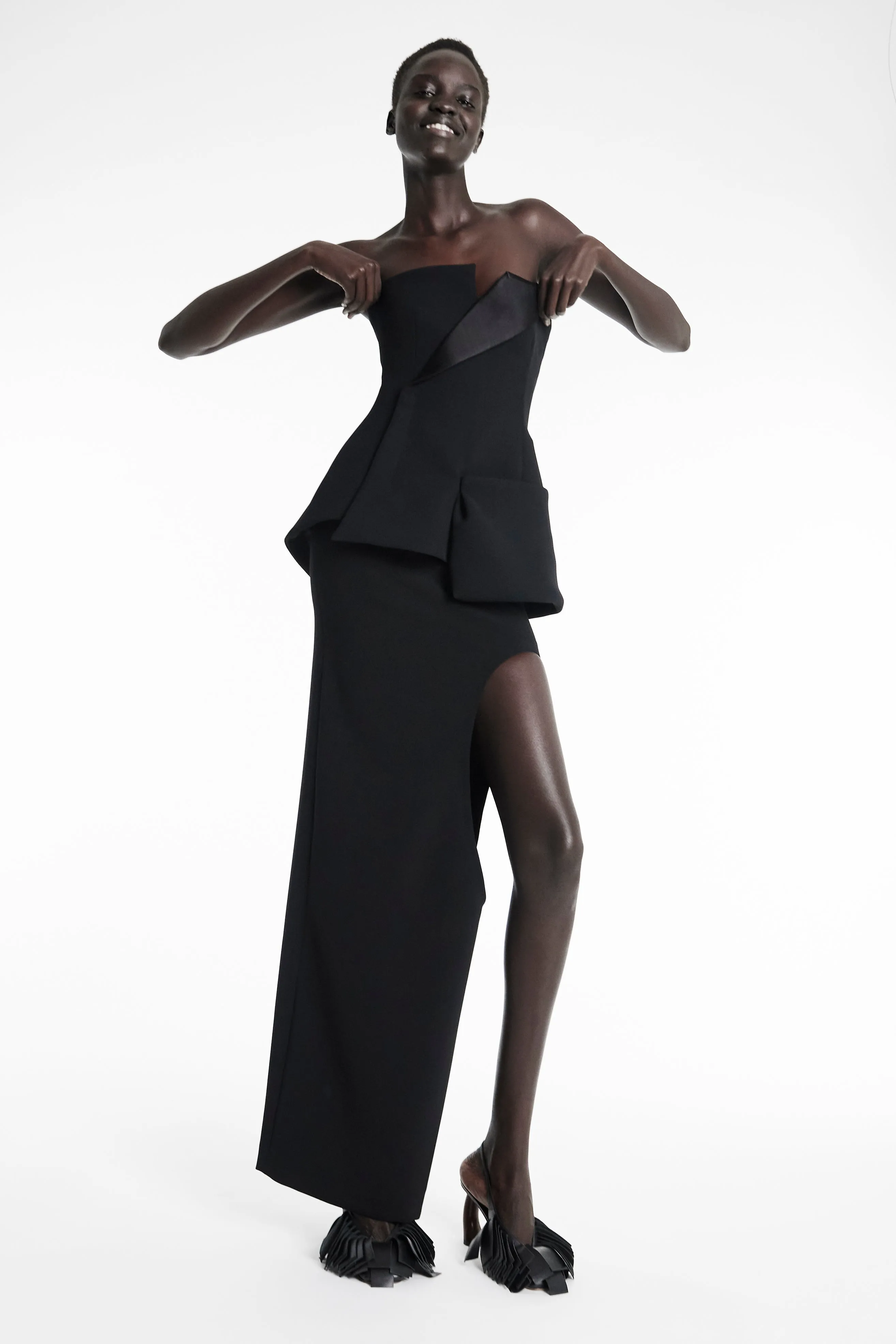 Corseted Tuxedo Top Black