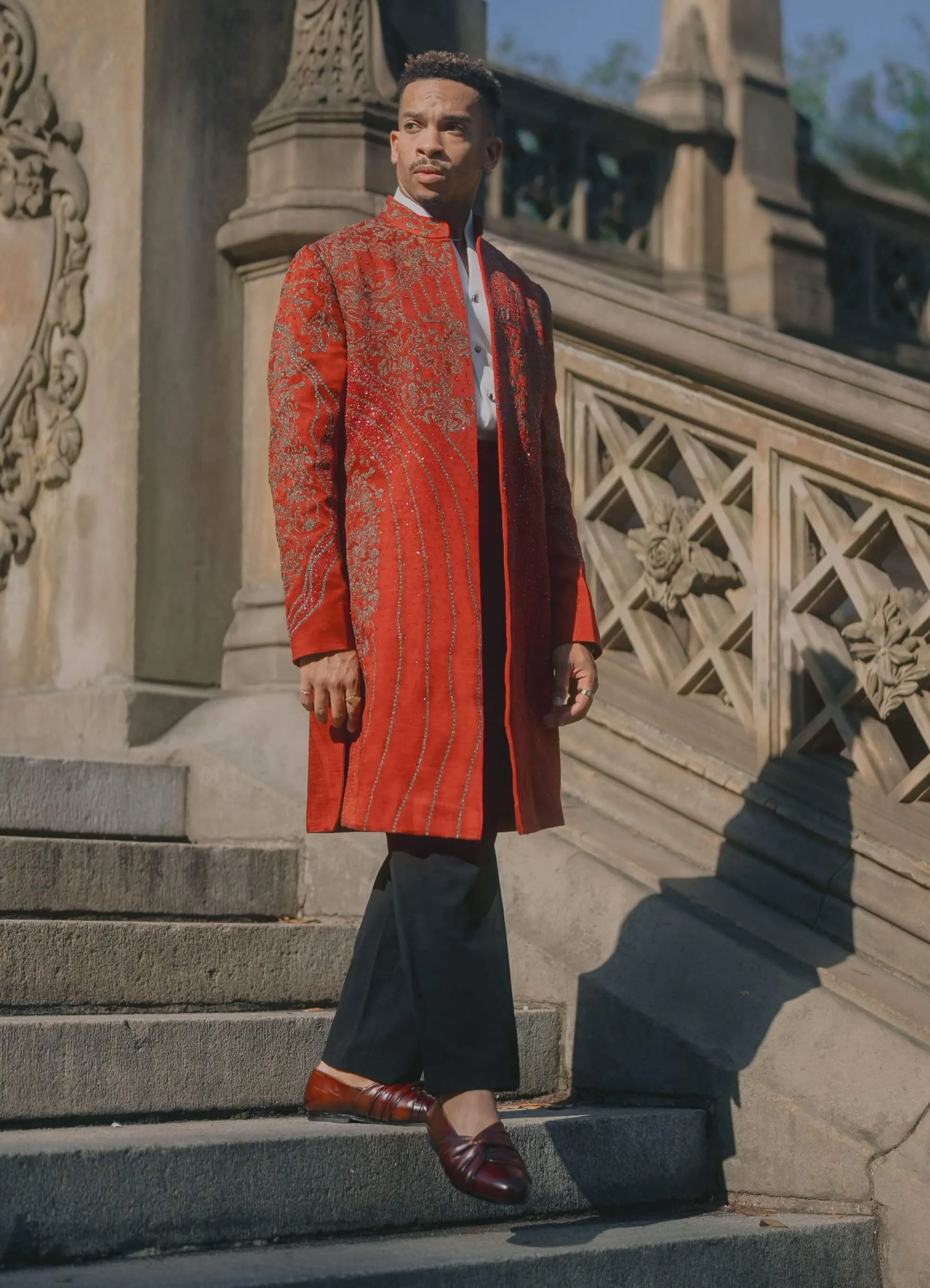 Crimson lake contemporary jacket set