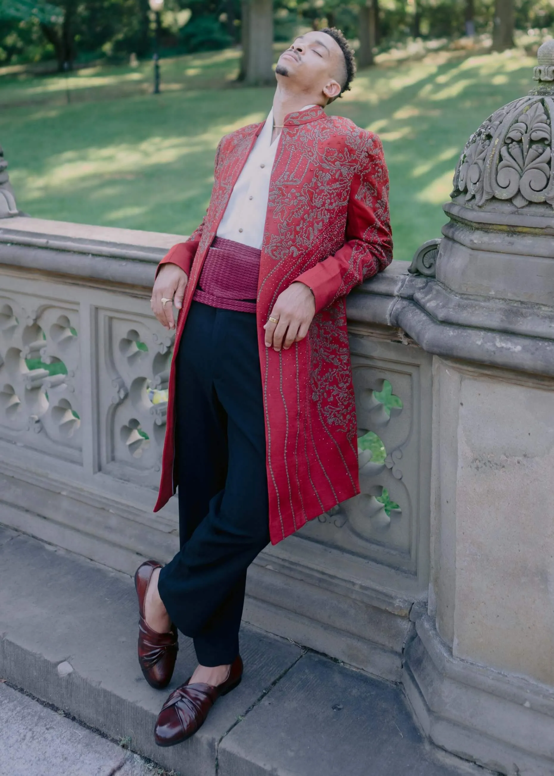 Crimson lake contemporary jacket set