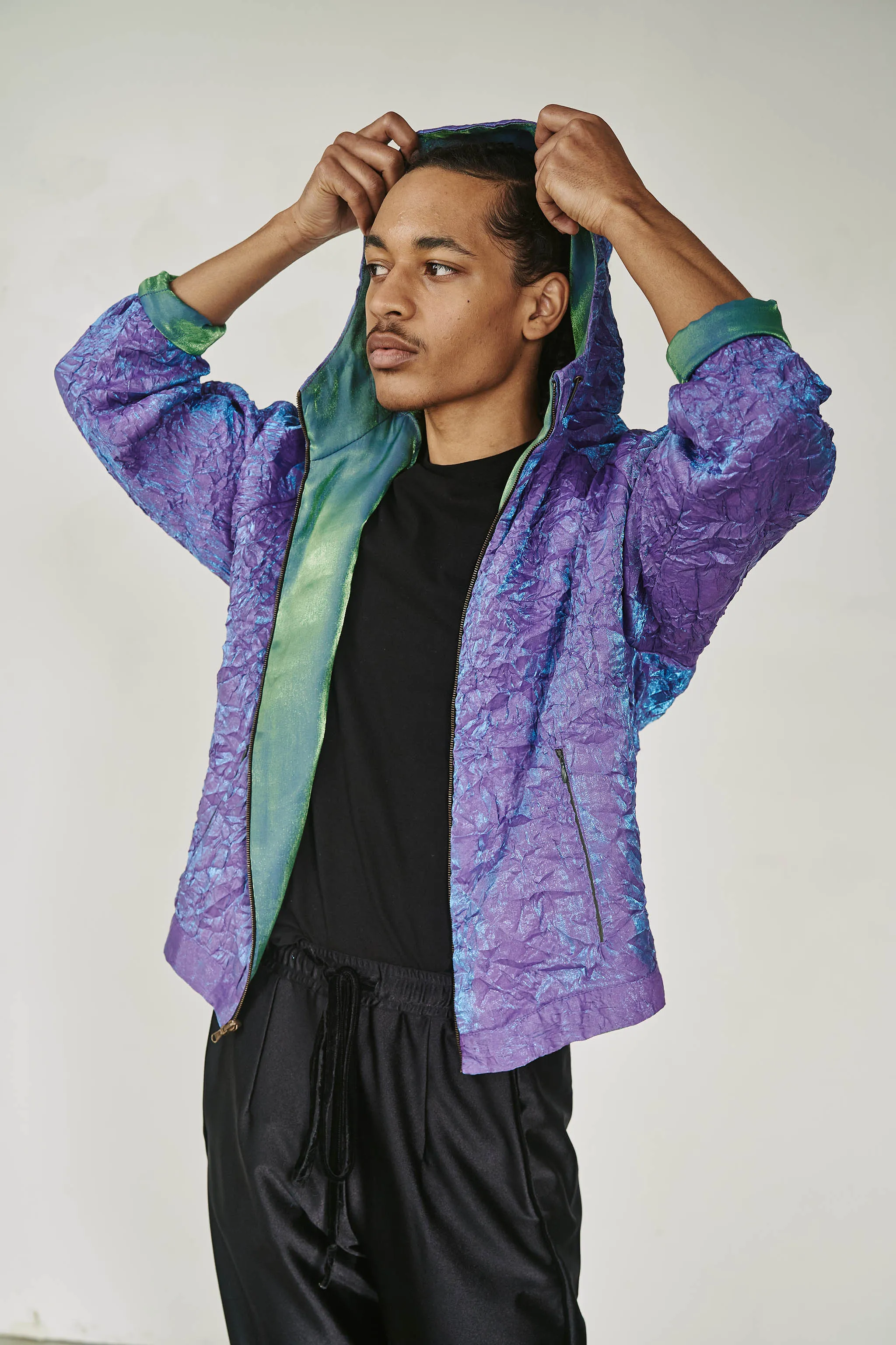 Crushed Iridescent Reversible Hoodie - Made To Order