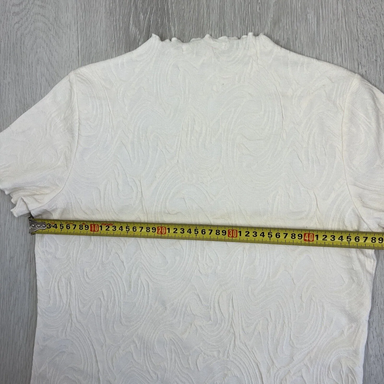 Cyrus Womens Off-White Textured Pattern T-Shirt Size Large