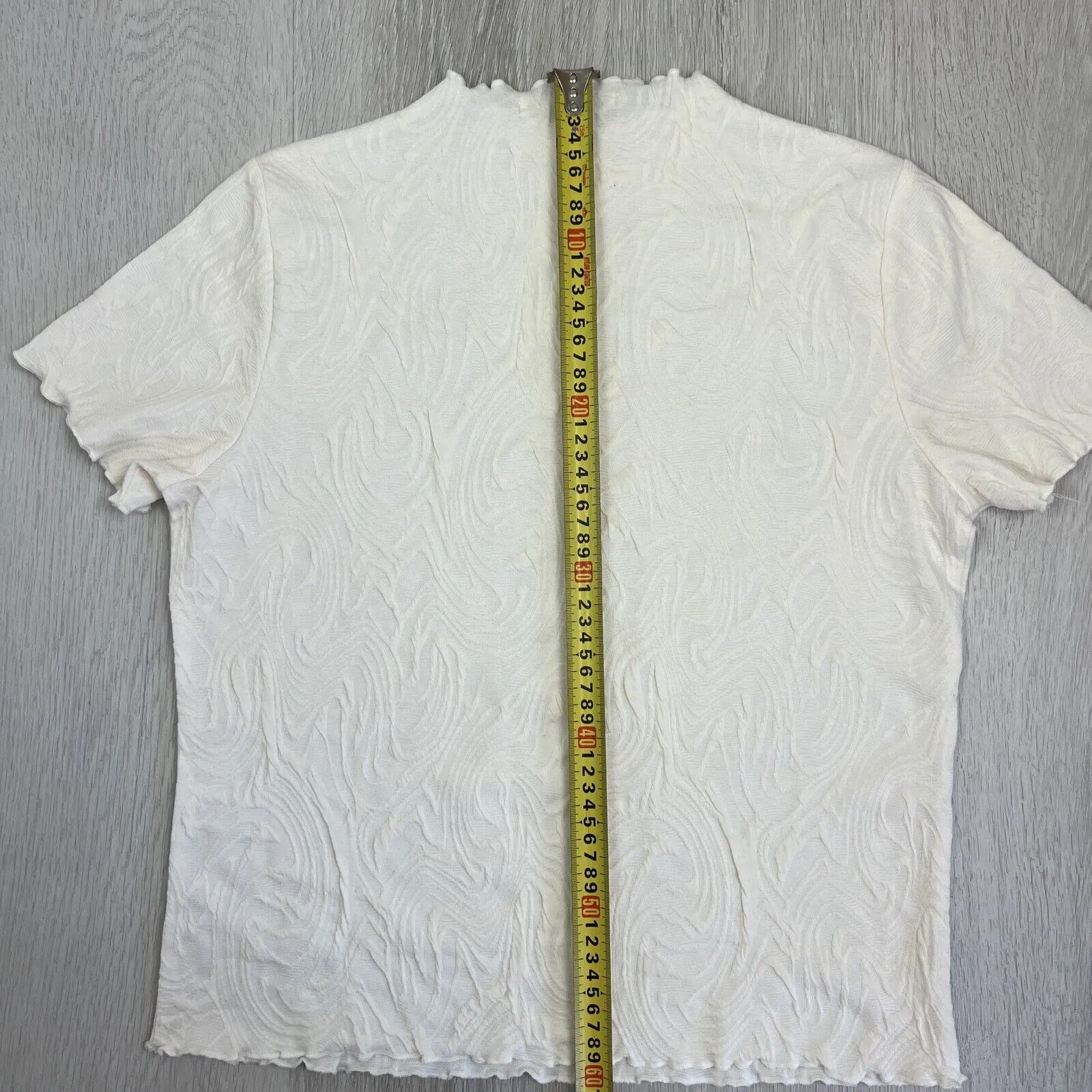 Cyrus Womens Off-White Textured Pattern T-Shirt Size Large
