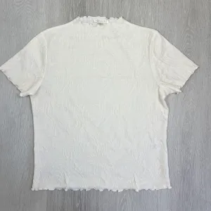 Cyrus Womens Off-White Textured Pattern T-Shirt Size Large