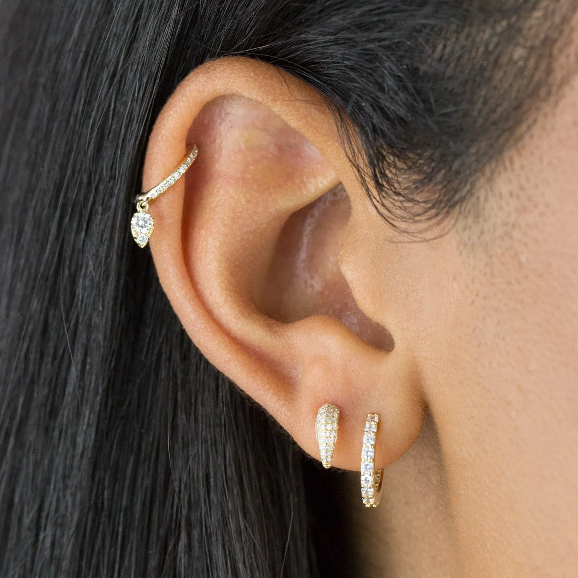 CZ Cartilage Huggie Earring 14K