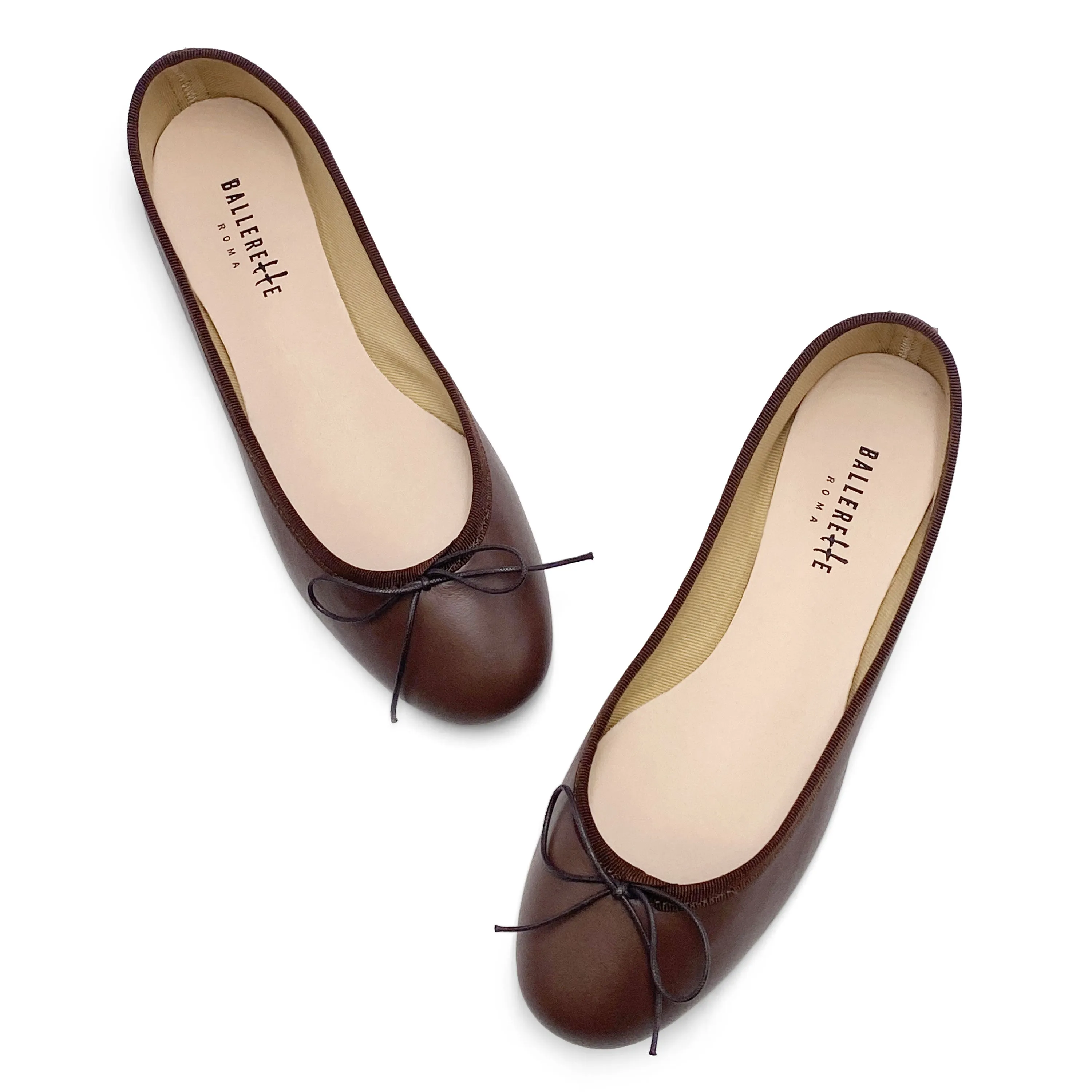 Dark-brown leather ballet flats