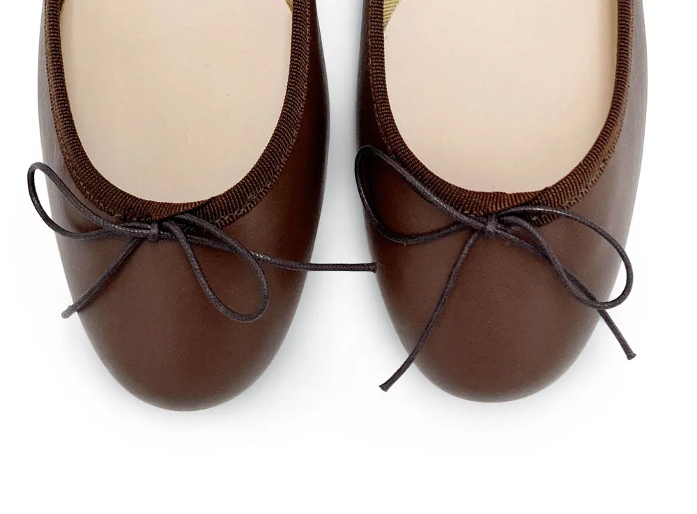 Dark-brown leather ballet flats