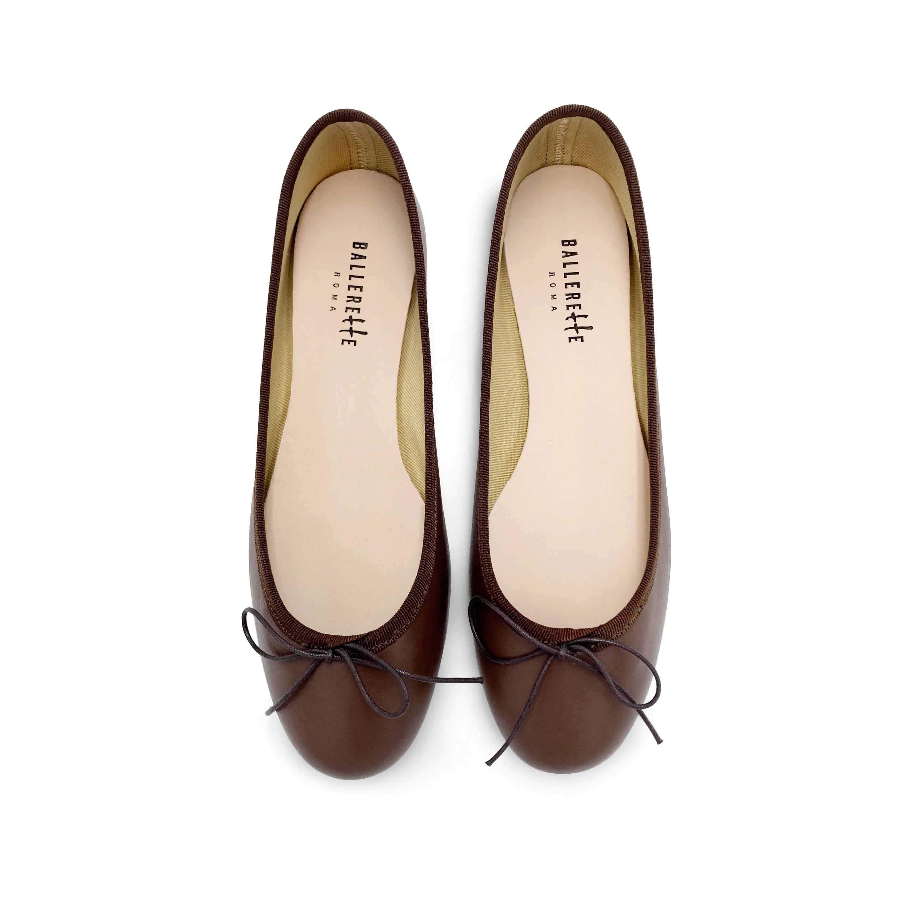 Dark-brown leather ballet flats