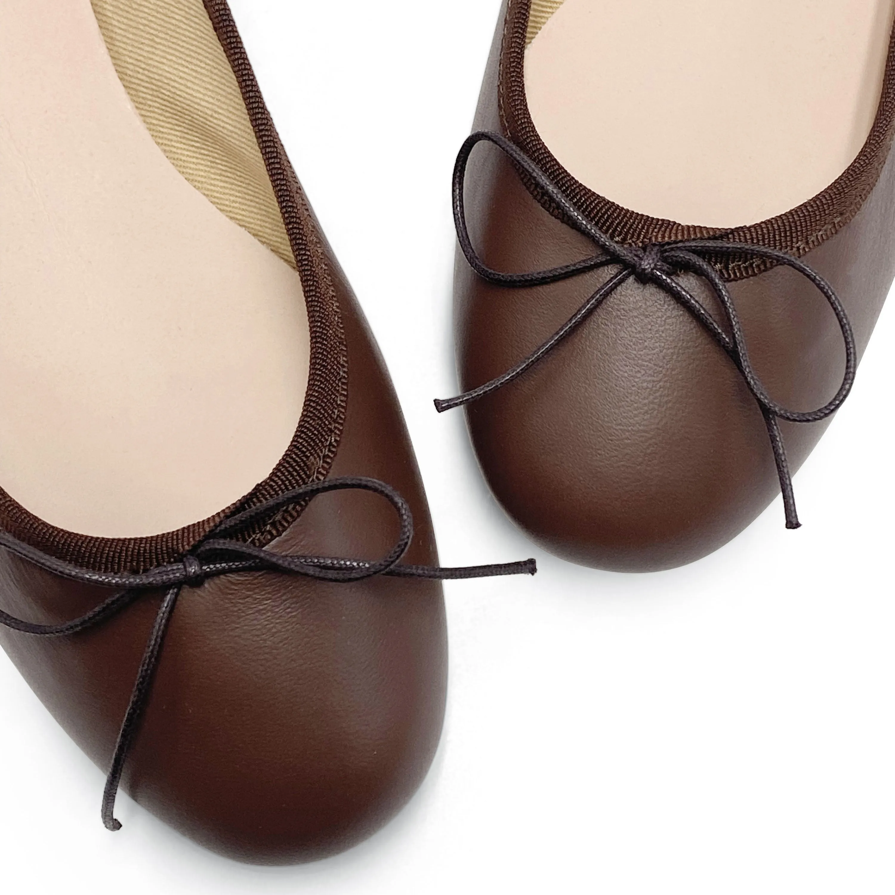 Dark-brown leather ballet flats