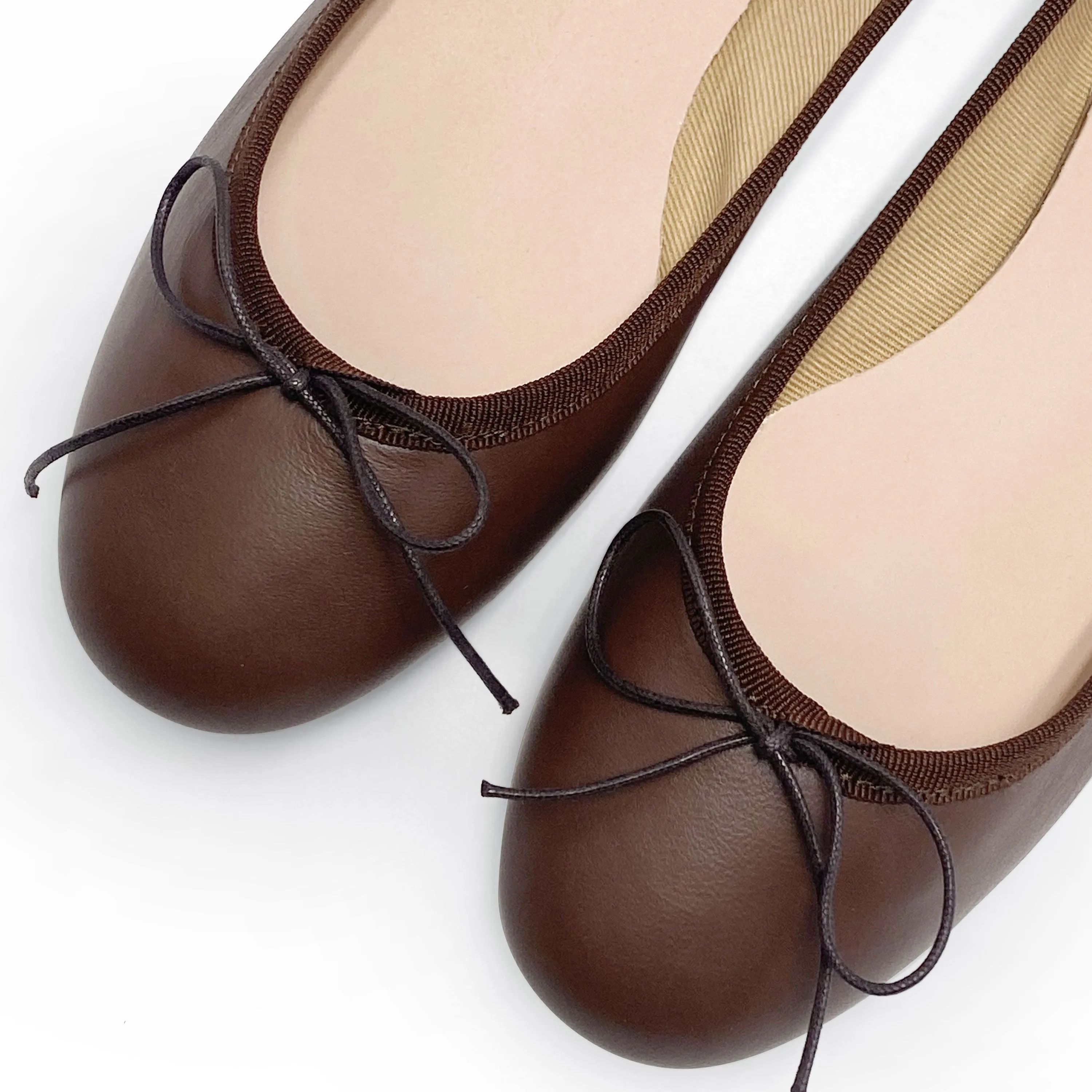 Dark-brown leather ballet flats