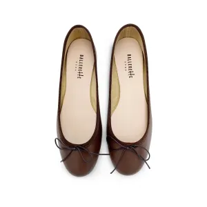 Dark-brown leather ballet flats