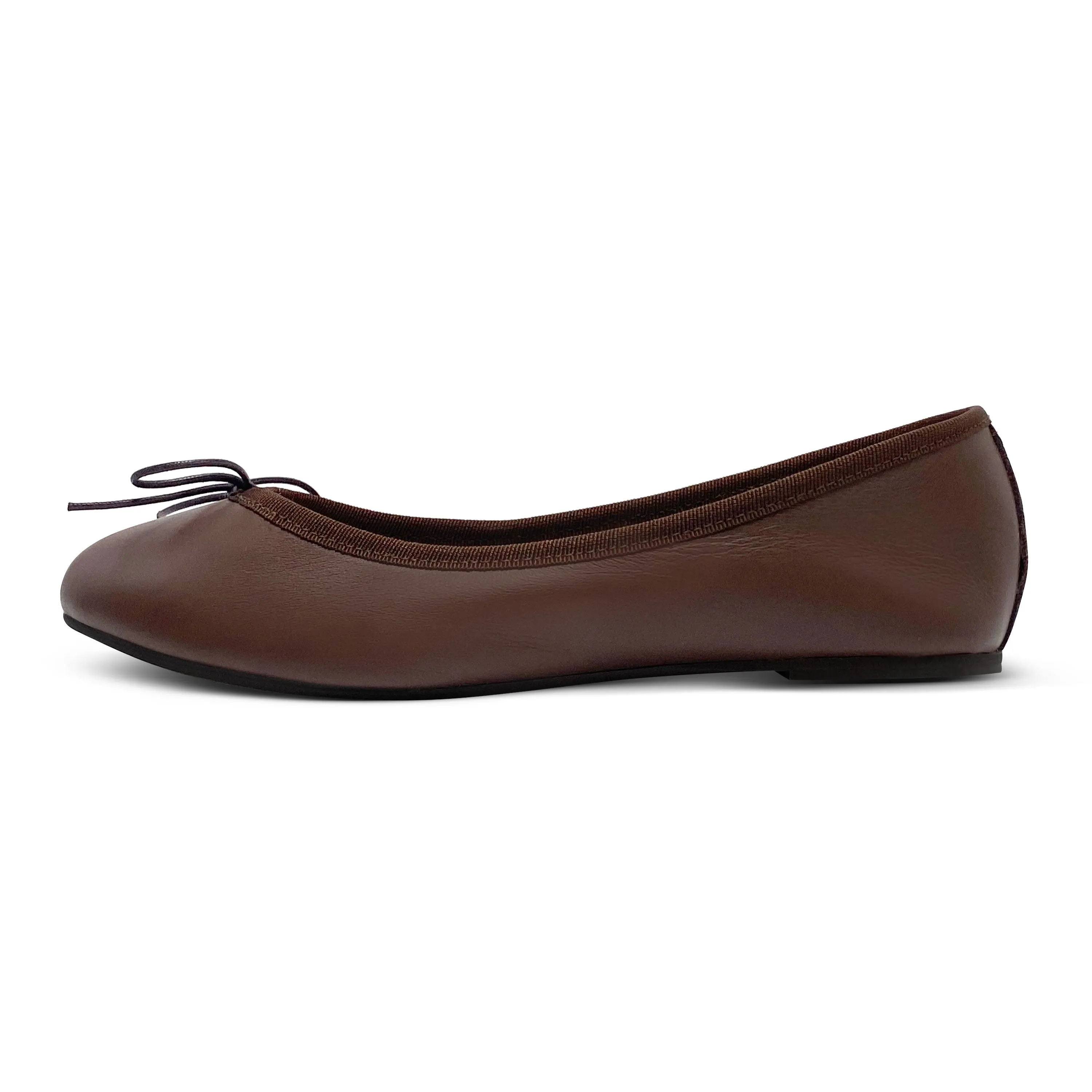 Dark-brown leather ballet flats