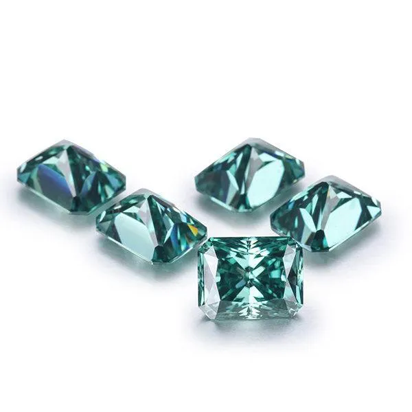 Dark Green Radiant Cut Loose Moissanite VVS1