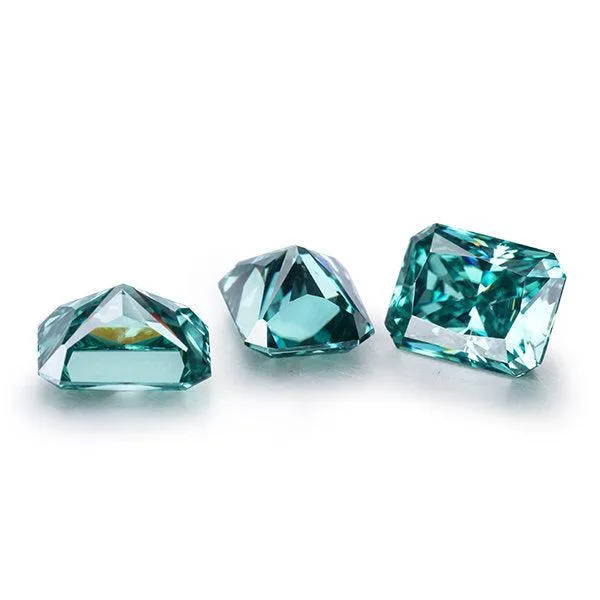Dark Green Radiant Cut Loose Moissanite VVS1