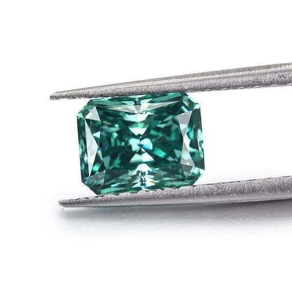 Dark Green Radiant Cut Loose Moissanite VVS1