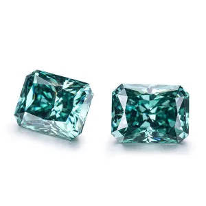 Dark Green Radiant Cut Loose Moissanite VVS1