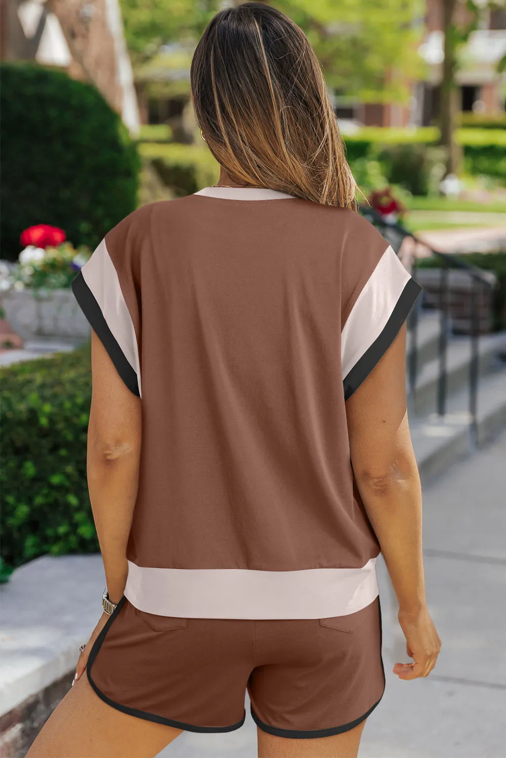 Dolly Contrast Round Neck Top and Shorts Set