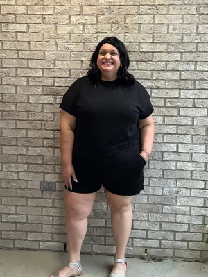Double Take Full Size Texture Short Sleeve T-Shirt and Drawstring Shorts Set