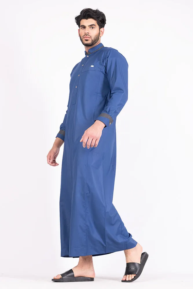 Dusky Blue Collar Thobe