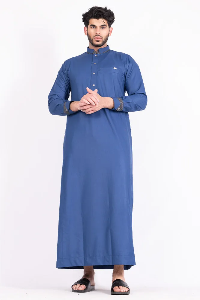 Dusky Blue Collar Thobe