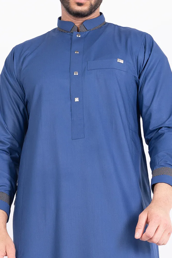 Dusky Blue Collar Thobe