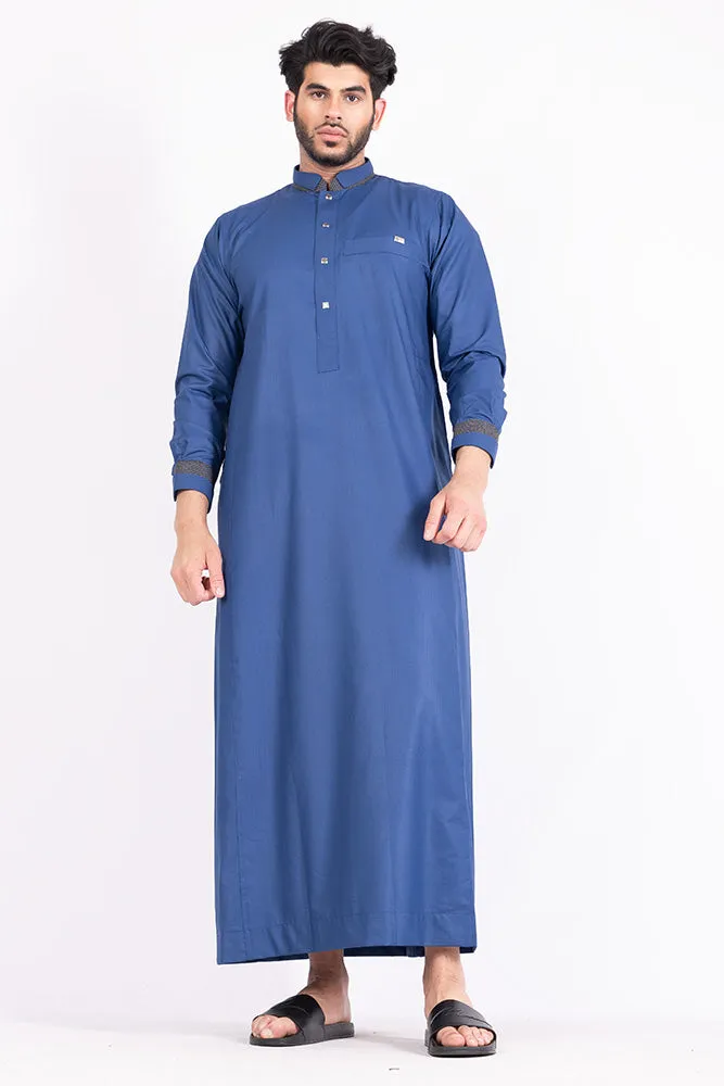 Dusky Blue Collar Thobe