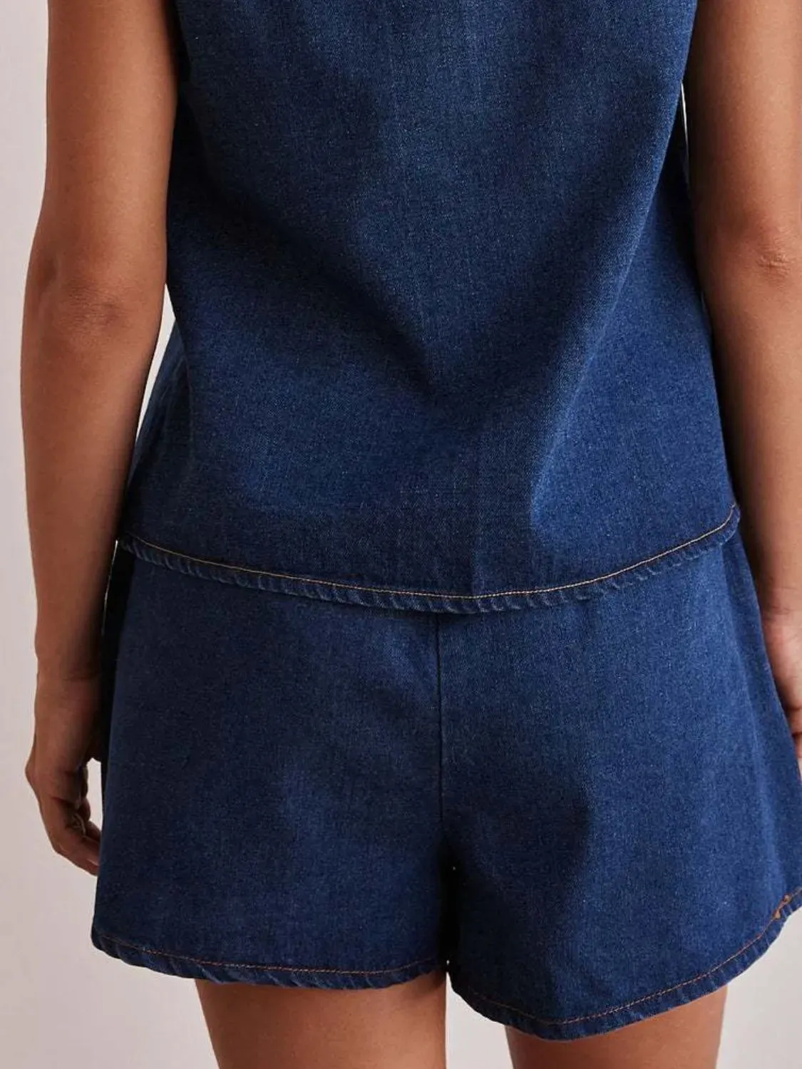 Elastic Waist Denim Shorts