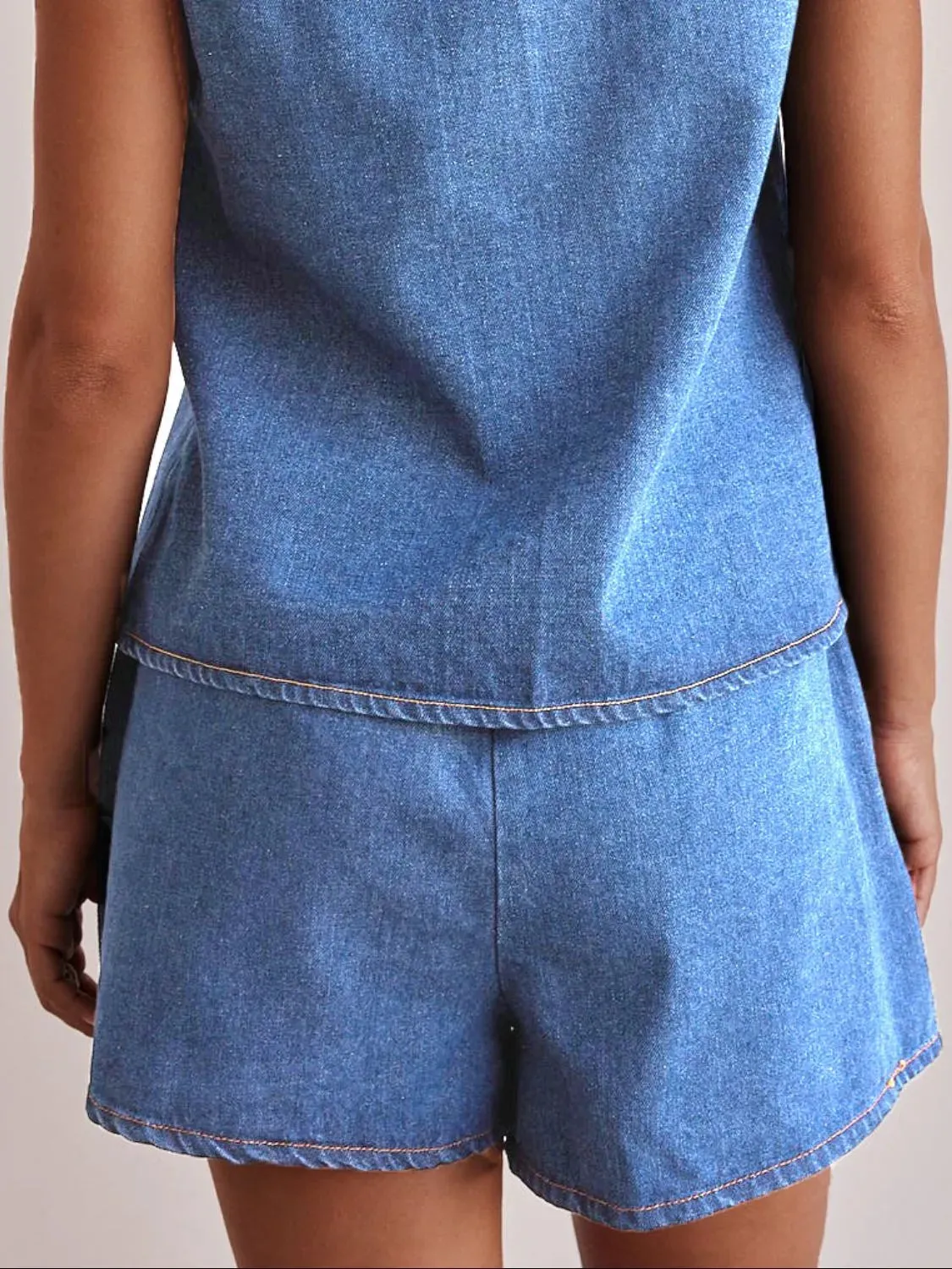 Elastic Waist Denim Shorts