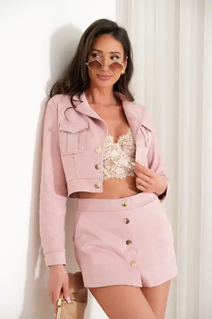 Elegant Snap-Front Blazer Skirt Set