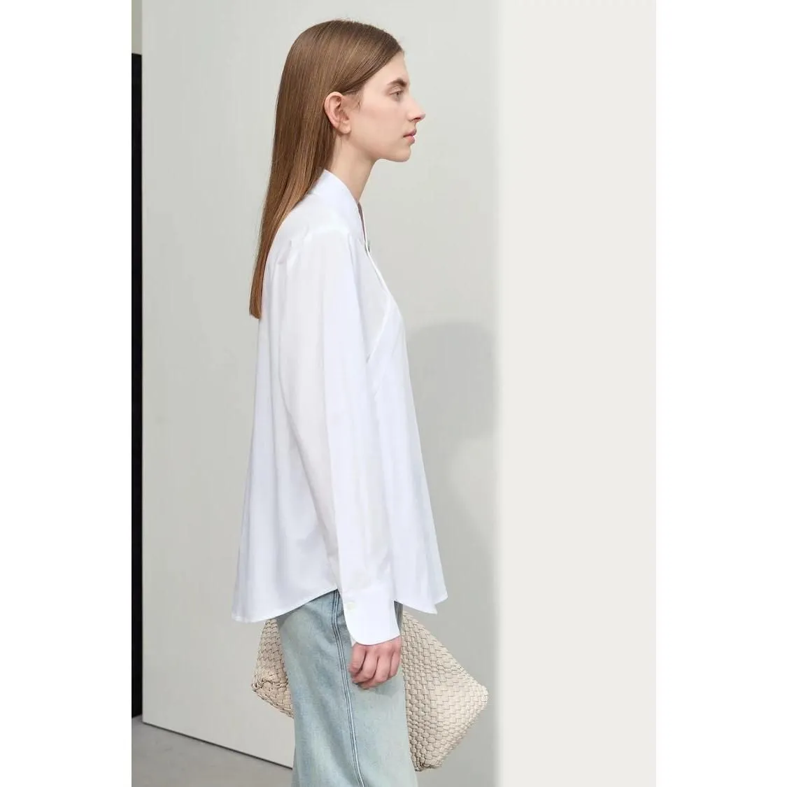 Elegant Spring Stand Collar Floral Loose Blouse for Women