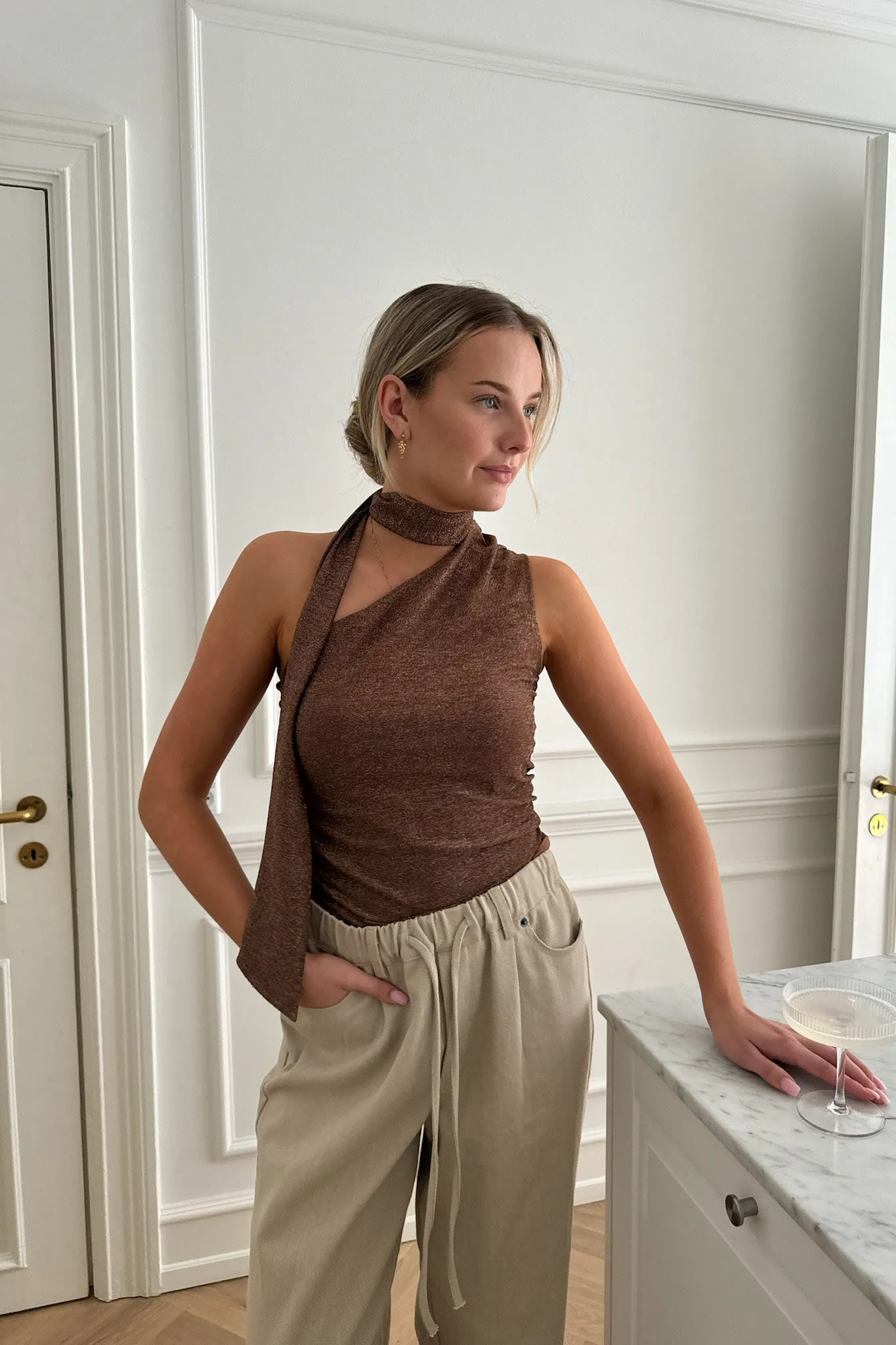 EllieIC Top - Brun Glitter