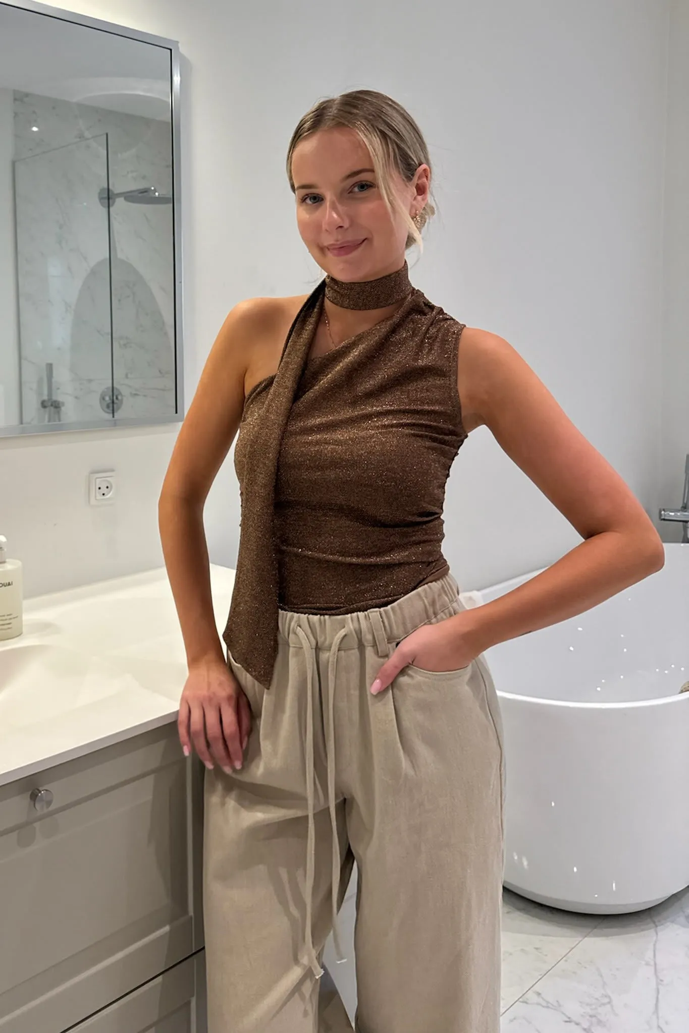 EllieIC Top - Brun Glitter