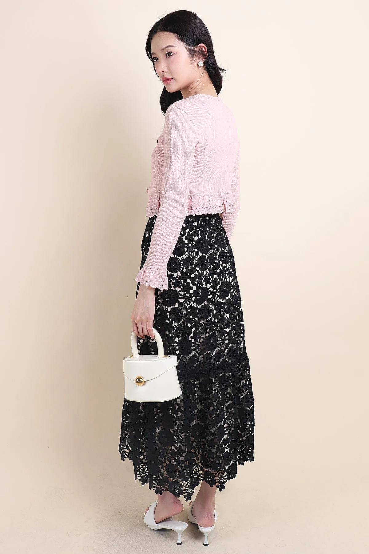 ENCHANTING CROCHET MAXI SKIRT IN BLACK